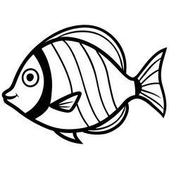 Elegant Yellow Tang Line Drawing Vector