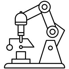 Robotic arm working in lab line art vector illustration 