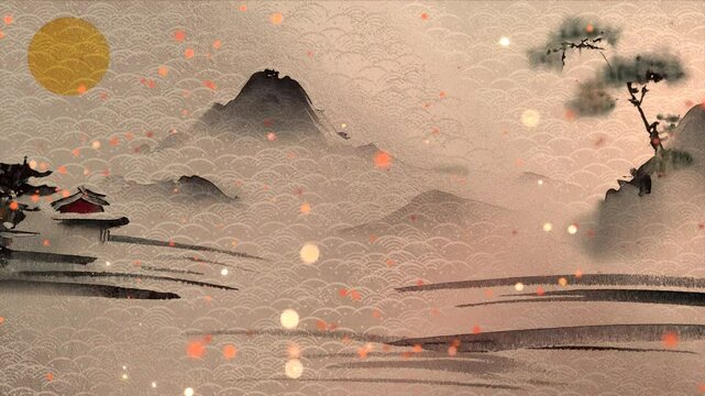 伝統的な山水画や花鳥画をモチーフにしたアニメーション