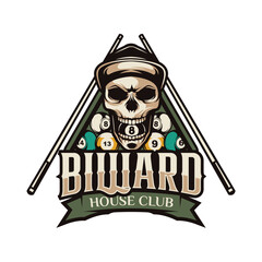 Billiard or Pool room mascot Logo Design Illustration Vector