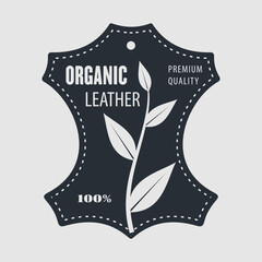 Leather craft, organic leather sign design. Vector illustration