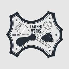 Leather works logo design template. Vector illustration