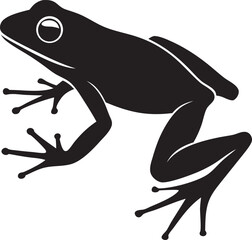Obraz premium Frog jumping black vector silhouette, Frog jumping icon logo vector illustration White background