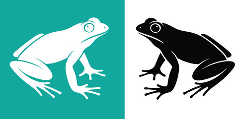 Frog jumping black vector  silhouette, Frog jumping icon  logo vector illustration White background
