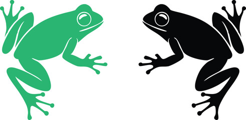 Frog jumping black vector  silhouette, Frog jumping icon  logo vector illustration White background