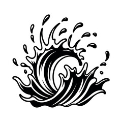 Water splash and wave silhouette vector icon
