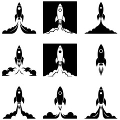 An essential library of rocket pictograms for use in infographics, websites, and apps