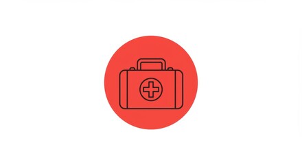 Fototapeta premium First Aid Kit Icon on Red Circle - Healthcare Safety Symbol