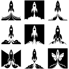 This vector set covers everything from space shuttles to heavy-lift launch vehicle designs