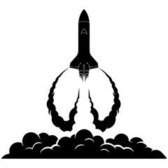 A complete classic tin toy rocket designs, captured in a clean vector silhouette format