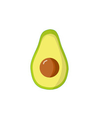 A simple flat-style avocado cut in half showing the seed. Great for healthy food themes, organic logos, or nutrition-related graphics.