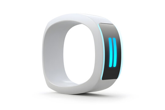 Wearable AI health scanner, futuristic design, isolated on soft white
