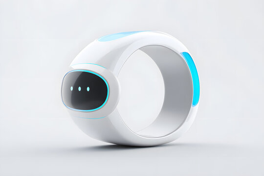 Wearable AI health scanner, futuristic design, isolated on soft white