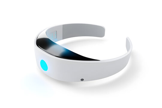 Wearable AI health scanner, futuristic design, isolated on soft white