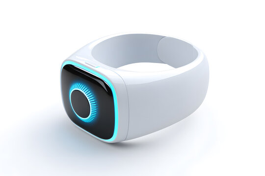 Wearable AI health scanner, futuristic design, isolated on soft white