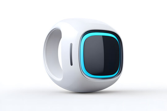 Wearable AI health scanner, futuristic design, isolated on soft white