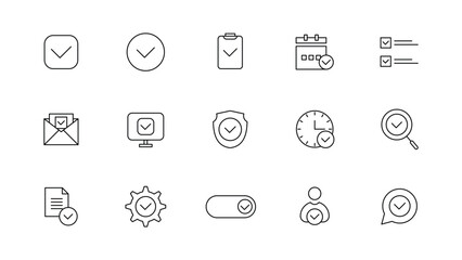 Checklist icon set with task and to-do list theme. Suitable for productivity and scheduling apps.