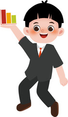 cartoon businessman running