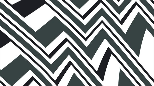 Captivating geometric pattern features sleek black, gray and white zigzags in a modern, contemporary abstract design.