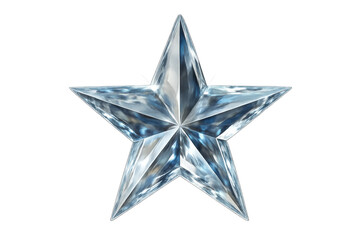 Obraz premium Faceted crystal star gleaming on a transparent background, perfect for festive designs and holiday projects