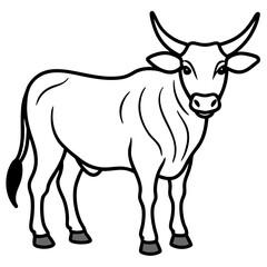 Elegant Zebu Outline Design