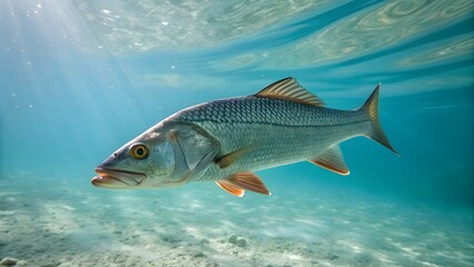Naklejka premium Male Fish Swimming in Serene Clear Waters