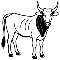 Elegant Zebu Outline Design