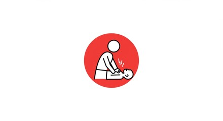 Fototapeta premium CPR Icon: Chest Compressions for Emergency Resuscitation