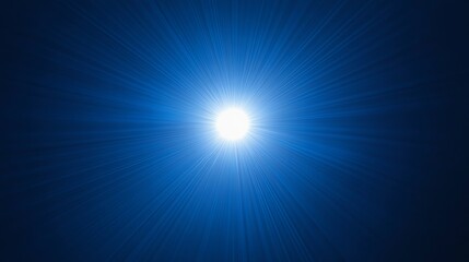 Obraz premium A brilliant white light radiates outwards, casting luminous blue rays against a deep blue backdrop. The image evokes feelings of energy and intensity