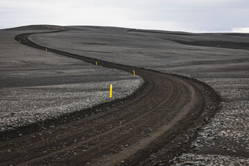Landmannalaugar roads and curves from car view