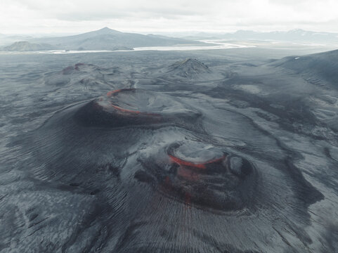 Landmannalaugar volcanos from aerial view