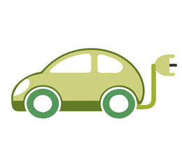 Electric car sign. Green car icon. Vector illustration