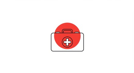 First Aid Kit Icon: Medical Emergency Symbol in Red Circle
