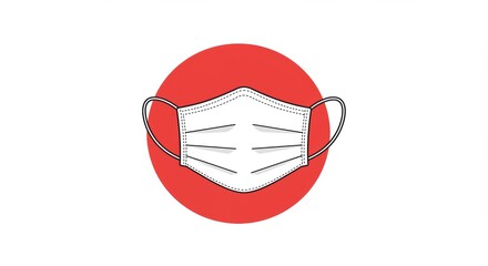 Face Mask Icon on Red Circle