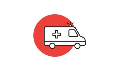 Ambulance Icon: Emergency Medical Service Symbol in Red Circle