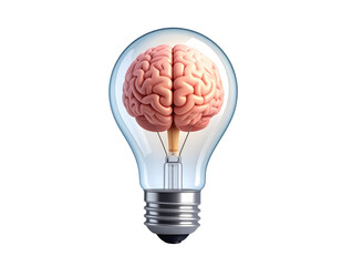Brain Inside Lightbulb Icon &ndash; Symbol of Creativity and Innovation.