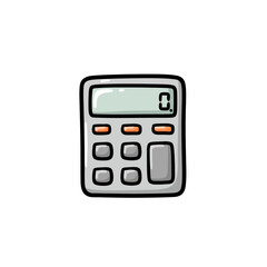 Playful Cartoonish Style Digital Calculator Vector Illustration Icon Symbolizing Modern Mathematical Finance Business Accounting Education and Technology Concepts as a Simple
