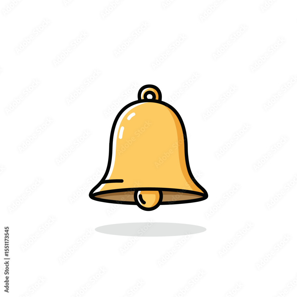 Poster digital notification golden bell icon symbol alert reminder communication signal web ui ux interface
