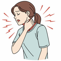 Illustration depicting a woman experiencing discomfort and possible neck pain