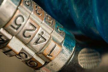 Close up combination padlock with number pattern