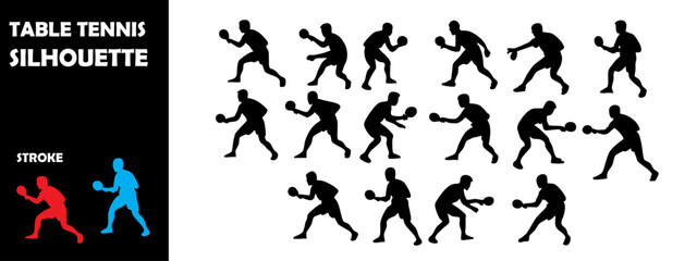 Table Tennis Silhouette Vector Set – Ping Pong Match Action, Speed and Reflex Game Illustration