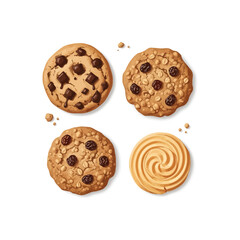 chocolate chip cookies isolated
