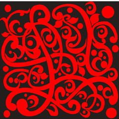 this vector illustrations features an intricate, flowing pattern of lines and circle reminiscent of classic engravings or carvings. 
