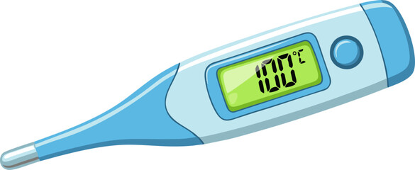 Colorful Digital Thermometer Displaying a Temperature Reading