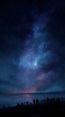 Naklejka premium Fireworks display under a starry night sky