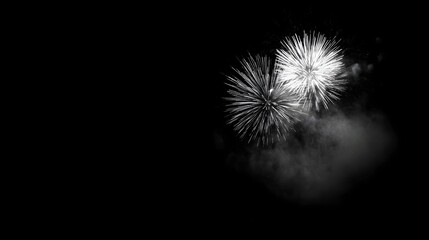Fototapeta premium Fireworks in minimal color over pure black sky