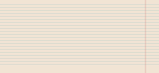 Lined empty horizontal textured paper. White worksheet with stripes. Blank page of binder. Wide line grid backdrop. Vector school notepad cover illustration. Scrapbook stationary.