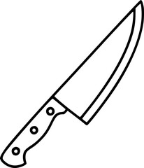 Simple hand drawn sketch line art kitchen knife clip art.