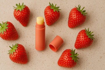 Strawberry Lip Balm Fresh Scent Natural Cosmetics Summer Beauty Product