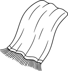 Simple hand drawn sketch line art folded blanket clip art.